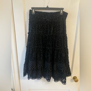 NWT Express Midi Skirt Black Velvet Size Small